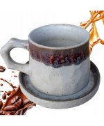 KUBEK CERAMICZNY 300ML Z PODSTAWKĄ DO KAWY HERBATY FILIŻANKA ZE SPODKIEM