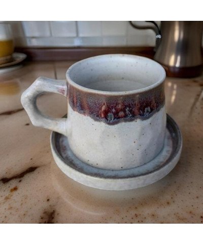 KUBEK CERAMICZNY 300ML Z PODSTAWKĄ DO KAWY HERBATY FILIŻANKA ZE SPODKIEM