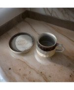 KUBEK CERAMICZNY 300ML Z PODSTAWKĄ DO KAWY HERBATY FILIŻANKA ZE SPODKIEM