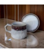 KUBEK CERAMICZNY 300ML Z PODSTAWKĄ DO KAWY HERBATY FILIŻANKA ZE SPODKIEM