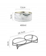 MISKA CERAMICZNA PODWÓJNA DLA PSA I KOTA MISKI DREWNIANA PODSTAWA 2x400ml