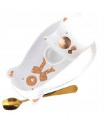 KUBEK CERAMICZNY 200ML Z POKRYWKĄ PODSTAWKĄ KOT KAWY TALERZYKIEM SPODKIEM