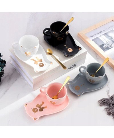 KUBEK CERAMICZNY 200ML Z POKRYWKĄ PODSTAWKĄ KOT KAWY TALERZYKIEM SPODKIEM