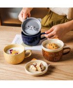 KUBEK CERAMICZNY 350ML Z POKRYWKĄ PODSTAWKĄ KOT DO KAWY HERBATY DUŻY CUTE