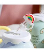 KUBEK CERAMICZNY 450ML ZE SŁOMKĄ + POKRYWKĄ DO KAWY HERBATY DUŻY NAPOJU