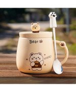 Duży KUBEK CERAMICZNY MIŚ do picia herbaty ziół kawy czekolady z pokrywką