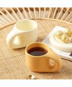 KUBEK CERAMICZNY 400ML Z GRUBYM UCHEM PODSTAWKĄ KAWY HERBATY DUŻY SPODKIEM