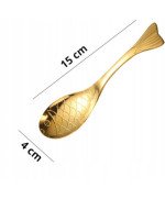 OZDOBNE ŁYŻKI ŁYŻECZKI DESEROWE ZE ZŁOTĄ RYBKĄ KOTEM STAL NIERDZEWNA SUS304
