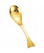 OZDOBNE ŁYŻKI ŁYŻECZKI DESEROWE ZE ZŁOTĄ RYBKĄ KOTEM STAL NIERDZEWNA SUS304