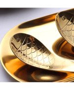 OZDOBNE ŁYŻKI ŁYŻECZKI DESEROWE ZE ZŁOTĄ RYBKĄ KOTEM STAL NIERDZEWNA SUS304