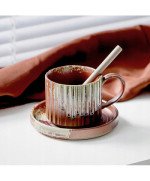 KUBEK CERAMICZNY 250ML Z PODSTAWKĄ DO KAWY HERBATY DUŻY NAPOJU ZE SPODKIEM