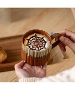 KUBEK CERAMICZNY 250ML Z PODSTAWKĄ DO KAWY HERBATY DUŻY NAPOJU ZE SPODKIEM