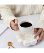 FILIŻANKA ZE SPODKIEM PODSTAWKĄ DO KAWY HERBATY PORCELANOWA SZKLANKA KUBEK