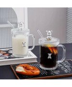 Szklanka kufel termiczny miś z pokrywką i słomką do Napojów Kawy Herbaty