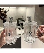 Szklanka kufel termiczny miś z pokrywką i słomką do Napojów Kawy Herbaty