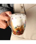 Szklanka kubek termiczny podwójne dno ścianki z kwiatami do Kawy Herbaty