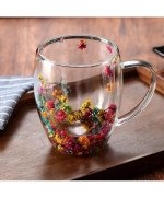 Szklanka kubek termiczny podwójne dno ścianki z kwiatami do Kawy Herbaty