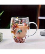 Szklanka kubek termiczny podwójne dno ścianki z kwiatami do Kawy Herbaty