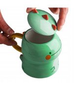 KUBEK CERAMICZNY DUŻY Z ŁYŻECZKĄ POKRYWKĄ SMOK DO KAWY HERBATY DLA DZIECKA