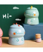 KUBEK CERAMICZNY DUŻY Z ŁYŻECZKĄ POKRYWKĄ SMOK DO KAWY HERBATY DLA DZIECKA