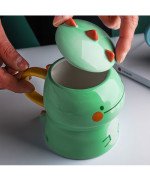 KUBEK CERAMICZNY DUŻY Z ŁYŻECZKĄ POKRYWKĄ SMOK DO KAWY HERBATY DLA DZIECKA