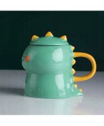 KUBEK CERAMICZNY DUŻY Z ŁYŻECZKĄ POKRYWKĄ SMOK DO KAWY HERBATY DLA DZIECKA