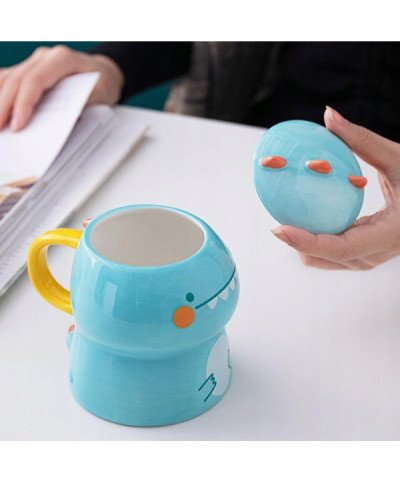 KUBEK CERAMICZNY DUŻY Z ŁYŻECZKĄ POKRYWKĄ SMOK DO KAWY HERBATY DLA DZIECKA