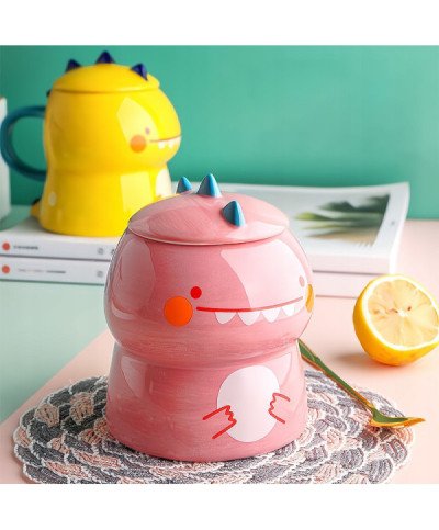 KUBEK CERAMICZNY DUŻY Z ŁYŻECZKĄ POKRYWKĄ SMOK DO KAWY HERBATY DLA DZIECKA