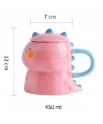 KUBEK CERAMICZNY DUŻY Z ŁYŻECZKĄ POKRYWKĄ SMOK DO KAWY HERBATY DLA DZIECKA