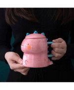 KUBEK CERAMICZNY DUŻY Z ŁYŻECZKĄ POKRYWKĄ SMOK DO KAWY HERBATY DLA DZIECKA