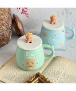 Duży KUBEK CERAMICZNY do picia herbaty ziół kawy czekolady z pokrywką MIŚ