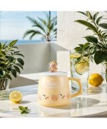 Duży KUBEK CERAMICZNY do picia herbaty ziół kawy czekolady z pokrywką MIŚ