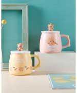 Duży KUBEK CERAMICZNY do picia herbaty ziół kawy czekolady z pokrywką MIŚ