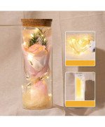 WIECZNA RÓŻA W SZKLE RÓŻOWA LED PREZENT DLA NIEJ NA DZIEŃ KOBIET DZIEŃ MAMY