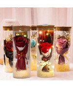 WIECZNA RÓŻA W SZKLE RÓŻOWA LED PREZENT DLA NIEJ NA DZIEŃ KOBIET DZIEŃ MAMY