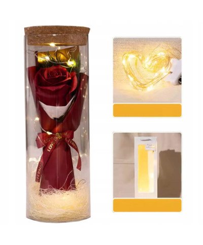 WIECZNA RÓŻA W SZKLE RÓŻOWA LED PREZENT DLA NIEJ NA DZIEŃ KOBIET DZIEŃ MAMY
