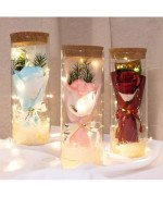 WIECZNA RÓŻA W SZKLE RÓŻOWA LED PREZENT DLA NIEJ NA DZIEŃ KOBIET DZIEŃ MAMY