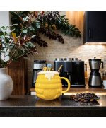 KUBEK CERAMICZNY 370ML Z ŁYŻECZKĄ + POKRYWKĄ MIÓD DO KAWY HERBATY DUŻY