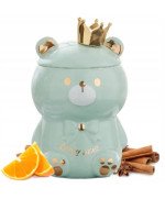 KUBEK CERAMICZNY 400ML Z ŁYŻECZKĄ + POKRYWKĄ MIŚ DO KAWY HERBATY DUŻY