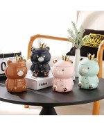 KUBEK CERAMICZNY 400ML Z ŁYŻECZKĄ + POKRYWKĄ MIŚ DO KAWY HERBATY DUŻY