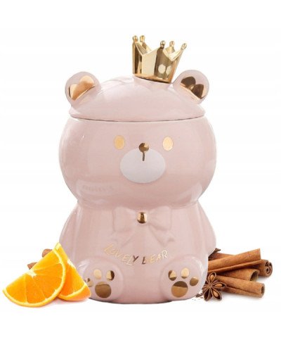 KUBEK CERAMICZNY 400ML Z ŁYŻECZKĄ + POKRYWKĄ MIŚ DO KAWY HERBATY DUŻY