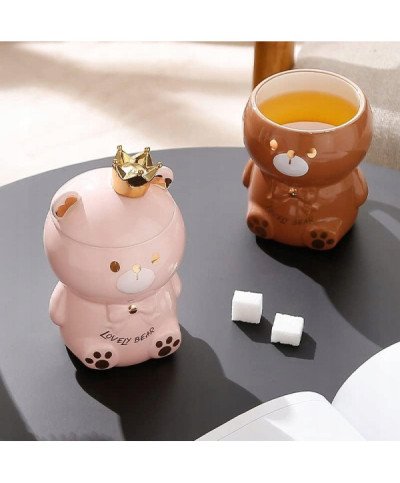 KUBEK CERAMICZNY 400ML Z ŁYŻECZKĄ + POKRYWKĄ MIŚ DO KAWY HERBATY DUŻY