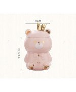 KUBEK CERAMICZNY 400ML Z ŁYŻECZKĄ + POKRYWKĄ MIŚ DO KAWY HERBATY DUŻY