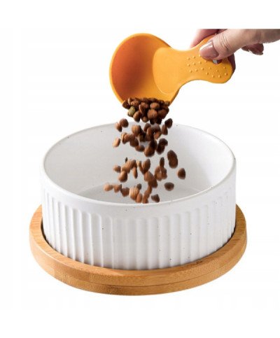 MISKA CERAMICZNA DLA PSA I KOTA MISKI DREWNIANA PODSTAWA 1000ml