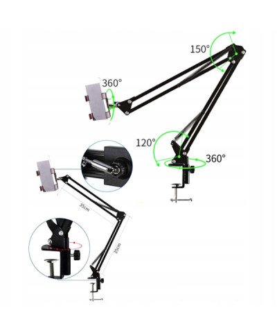 UCHWYT NA BIURKO STOJAK RAMIE DO TELEFONU TABLETU GRIP RĘKA TELESKOPOWE