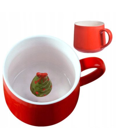 DUŻY KUBEK ŚWIĄTECZNY 350ML CERAMICZNY BAŁWANEK CHOINKA NA PREZENT ŚWIĘTA