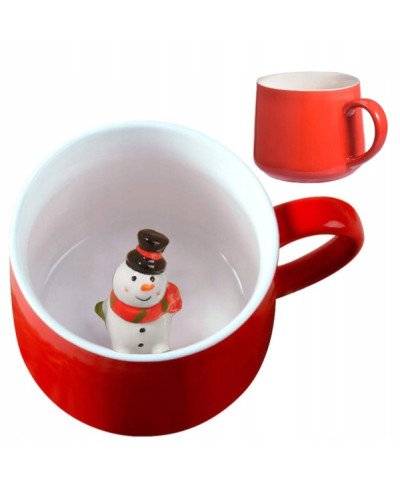 DUŻY KUBEK ŚWIĄTECZNY 350ML CERAMICZNY BAŁWANEK CHOINKA NA PREZENT ŚWIĘTA