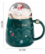 DUŻY KUBEK ŚWIĄTECZNY 450ML CERAMICZNY Z POKRYWKĄ MIKOŁAJ NA PREZENT ŚWIĘTA