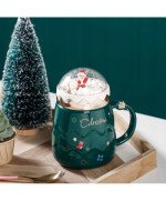 DUŻY KUBEK ŚWIĄTECZNY 450ML CERAMICZNY Z POKRYWKĄ MIKOŁAJ NA PREZENT ŚWIĘTA