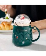 DUŻY KUBEK ŚWIĄTECZNY 450ML CERAMICZNY Z POKRYWKĄ MIKOŁAJ NA PREZENT ŚWIĘTA